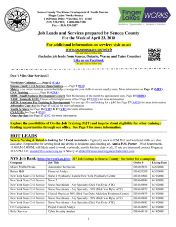 Job Leads And Services Prepared By Seneca County . - Finger Lakes Works