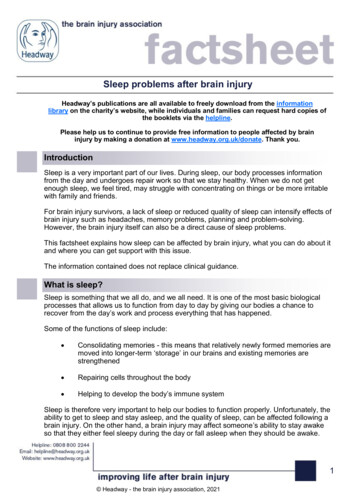 Sleep Problems After Brain Injury - Headway