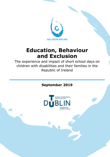 Education, Behaviour And Exclusion - Inclusion Ireland