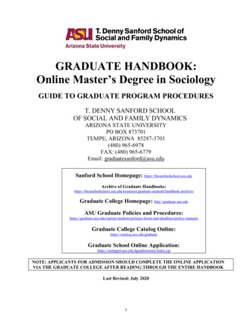 GRADUATE HANDBOOK: Online Master's Degree In Sociology