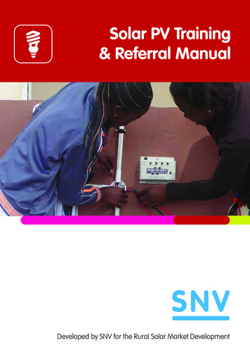 Solar PV Training & Referral Manual