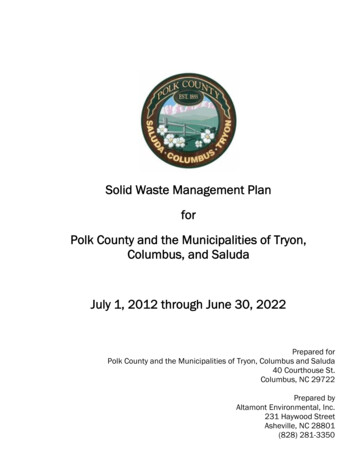 Solid Waste Management Plan For Polk County And The Municipalities Of .