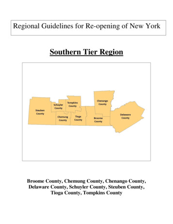 Regional Guidelines For Re-opening New York Southern Tier Region