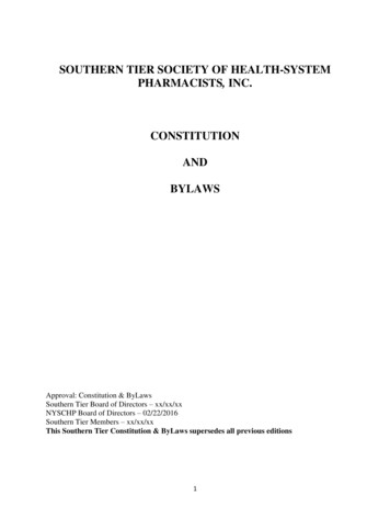 Southern Tier Society Of Health-system Pharmacists Inc. Constitution .