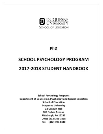 School Psychology Program 2017-2018 Student Handbook