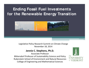 Ending Fossil Fuel Investments For The Renewable Energy Transition