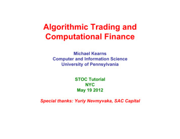 Algorithmic Trading And Computational Finance