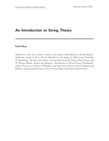 An Introduction To String Theory - UCB Mathematics