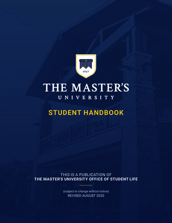 STUDENT HANDBOOK - The Master's University