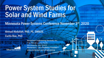 Power System Studies For Solar And Wind Farms