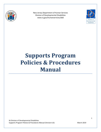 Supports Program Policies & Procedures Manual