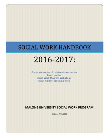 SOCIAL WORK HANDBOOK - Malone University