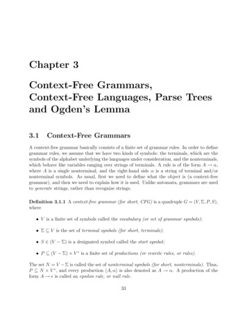 Chapter 3 Context-Free Grammars, Context-Free Languages .