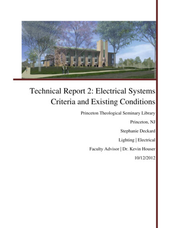 Technical Report 2: Electrical Systems Criteria And .