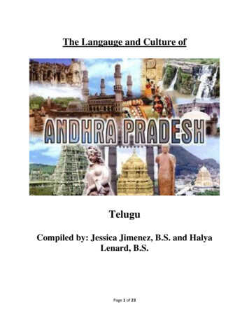 Telugu - Language Manuals For Culturally, Linguistically .