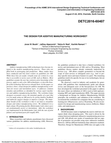 The Design For Additive Manufacturing Worksheet