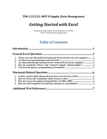 Getting Started With Excel