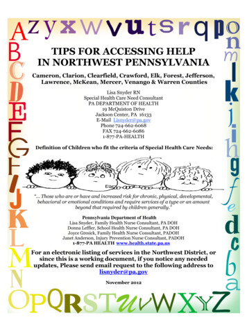TIPS FOR ACCESSING HELP IN NORTHWEST PENNSYLVANIA - Forest Area School .