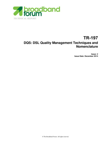 DQS: DSL Quality Management Techniques And Nomenclature