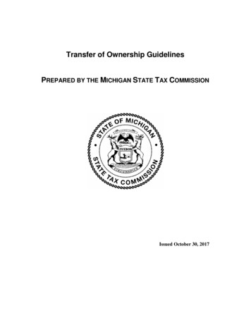 Transfer Of Ownership Guidelines PREPARED BY THE 