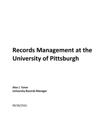 Records Management At The University Of Pittsburgh