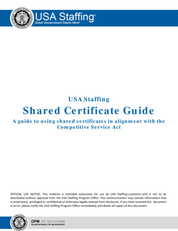 USA Staffing Shared Certificate Guide - Doi.gov