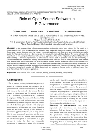 Role Of Open Source Software In E-Governance - IJCERT