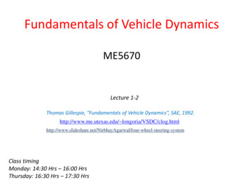 Fundamentals Of Vehicle Dynamics - IIT Hyderabad