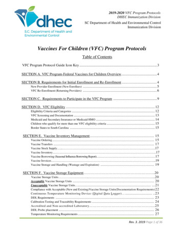 Vaccines For Children (VFC) Program Protocols - South 