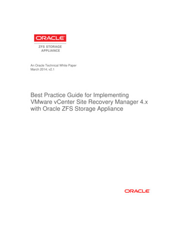 Best Practice Guide For Implementing VMware Site Recovery . - Oracle