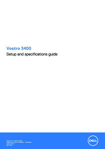 Vostro 3400 Setup And Specifications Guide - Dell