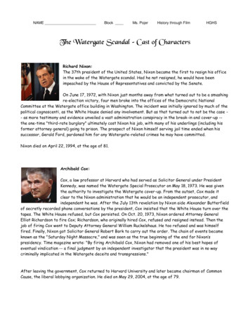 The Watergate Scandal Cast Of Characters - Historyteacher 