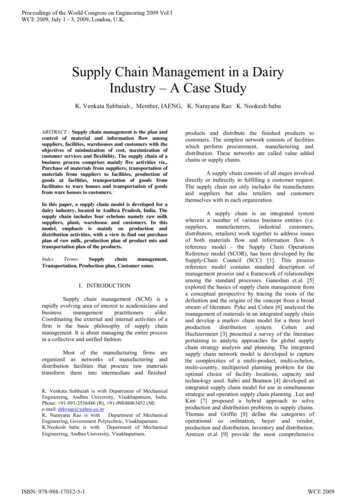 Supply Chain Management In A Dairy Industry - A Case Study