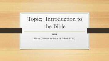 Topic: Introduction To The Bible