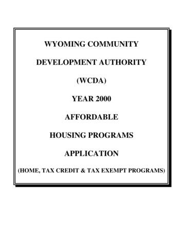 Wyoming Community Development Authority (Wcda) Year 2000 Affordable .