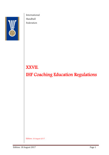 XXVII. IHF Coaching Education Regulations