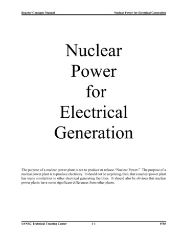 Nuclear Power For Electrical Generation