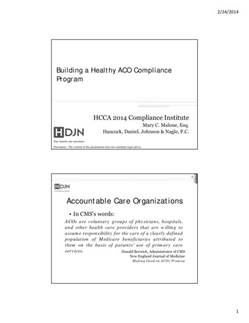 Building A Healthy ACO Compliance Program - HCCA Official Site