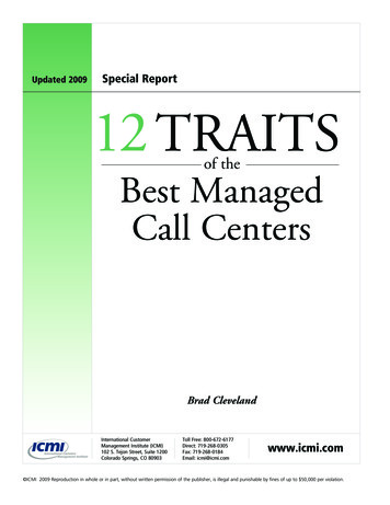 Updated 2009 Special Report 12 TRAITS - ICMI Call Center .