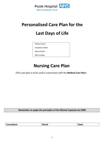 Personalised Care Plan For The Last Days Of Life