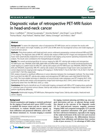 RESEARCH ARTICLE Open Access Diagnostic Value Of .
