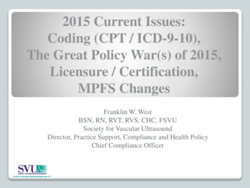 2015 Current Issues: Coding (CPT / ICD-9-10), The Great .