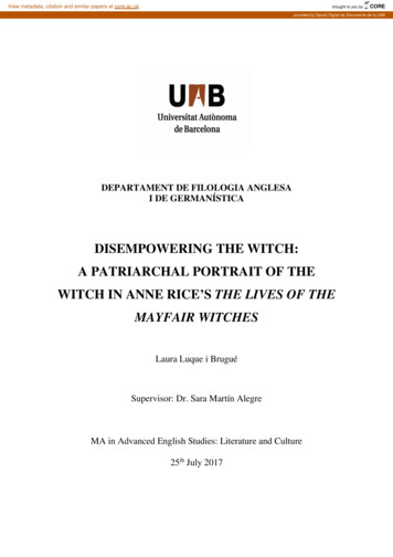 DISEMPOWERING THE WITCH: A PATRIARCHAL PORTRAIT OF 