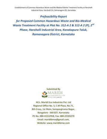 Prefeasibility Report For Proposed Common Hazardous Waste And Bio .