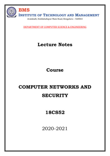 Lecture Notes Course COMPUTER NETWORKS AND SECURITY
