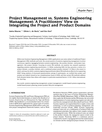 Project Management Vs. Systems Engineering Management: A Practitioners .