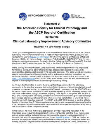 The American Society For Clinical Pathology And The ASCP Board Of .