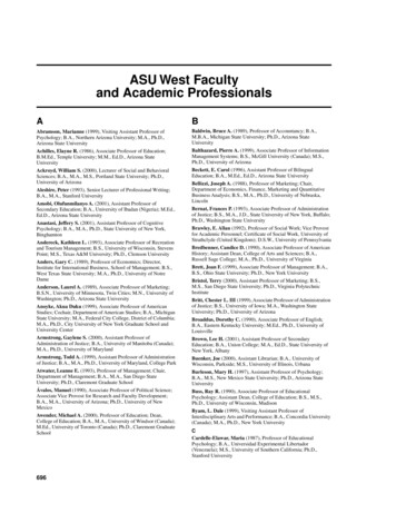 ASU West Faculty And Academic Professionals - Arizona State University