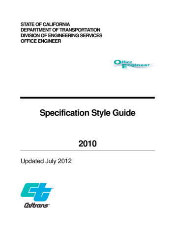 Specification Style Guide 2010 - California