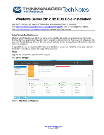 Windows Server 2012 R2 RDS Role Installation